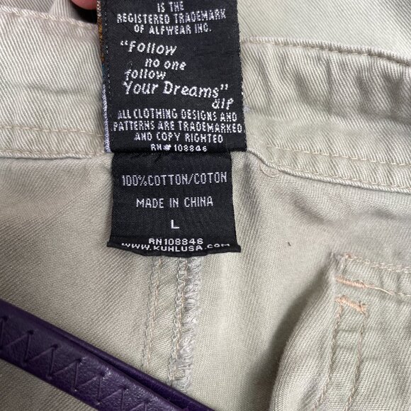 Kuhl‎ Wide Leg Cargo Pants Women's Large Beige Drawstring Waist Cotton - Picture 3 of 10